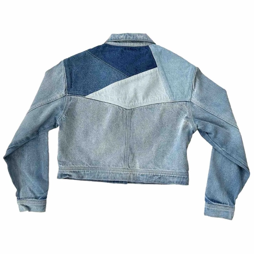 Kancan Denim Jean Patchwork Cropped Jacket Nwot S… - image 7